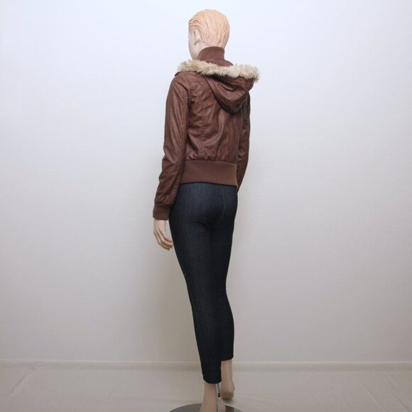 Ashley by 26 international Leather Jacket with Detachable Faux Fur Hood - Picture 4 of 14